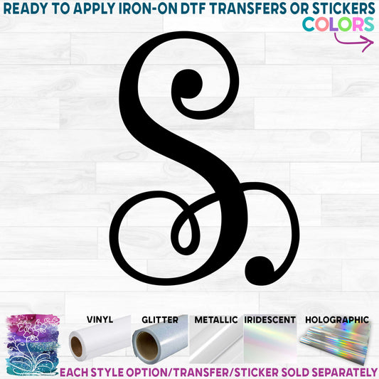 (s035-3U) Vine3 Monogram Letter Printed Heat Transfer or Sticker