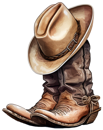 (s036-3-F2) Cowboy Boots & Hat