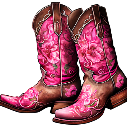 (s036-3-G) Pink Cowgirl Boots