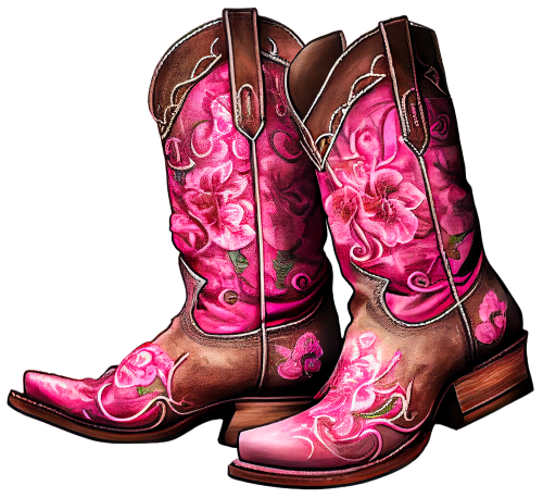 (s036-3-G) Pink Cowgirl Boots