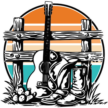 (s036-3-G) Western Retro Sunset Guitar Boots