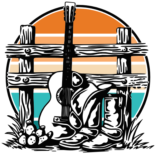 (s036-3-G) Western Retro Sunset Guitar Boots