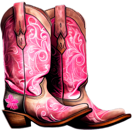(s036-3-H2) Pink Cowgirl Boots
