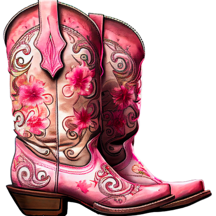 (s036-3-J2) Pink Cowgirl Boots