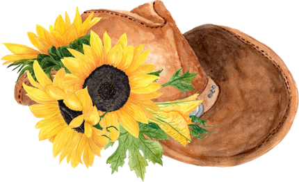 (s036-3-L2) Cowboy Hat with Sunflowers