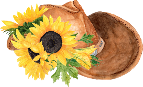 (s036-3-L2) Cowboy Hat with Sunflowers