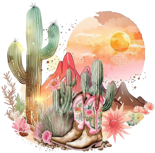 (s036-3-R2) Western Desert Sunset Sunrise Cowboy Boots