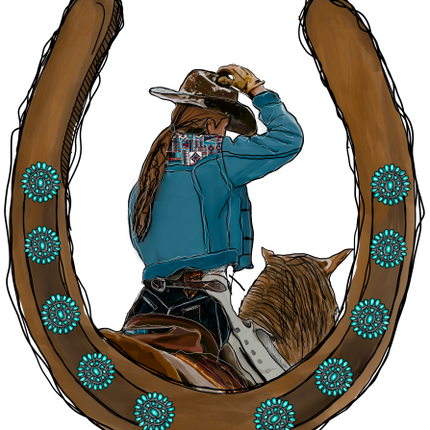 (s036-3-S) Horseshoe Cowgirl Horse