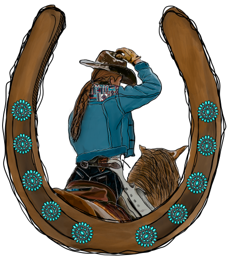 (s036-3-S) Horseshoe Cowgirl Horse
