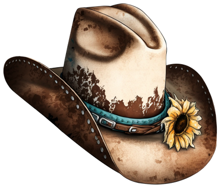 (s036-3-W) Cowboy Hat with Sunflowers