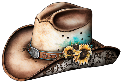 (s036-3-X) Cowboy Hat with Sunflowers