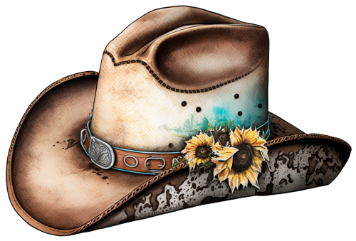 (s036-3-X) Cowboy Hat with Sunflowers