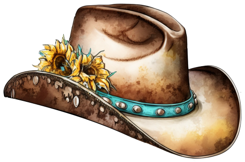 (s036-3-Z) Cowboy Hat with Sunflowers