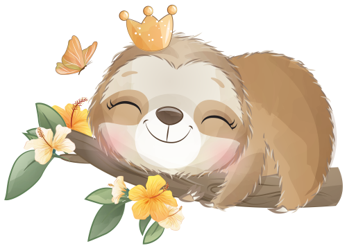 (s361-1-D) Sloths Yellow Flowers