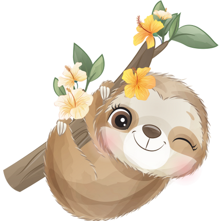 (s361-1-E) Sloths Yellow Flowers