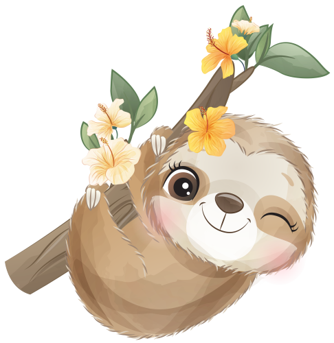 (s361-1-E) Sloths Yellow Flowers