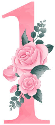 (361-02) Rose Roses Floral Monogram Letter All Letters A-Z Numbers 0-9