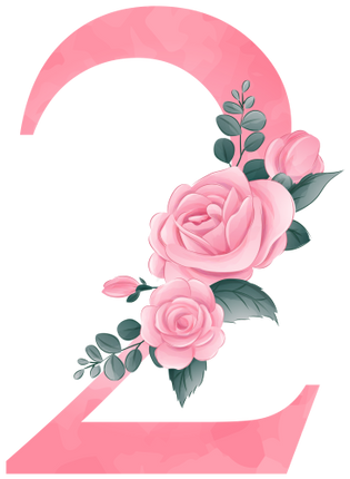 (361-02) Rose Roses Floral Monogram Letter All Letters A-Z Numbers 0-9
