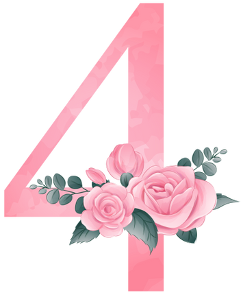 (361-02) Rose Roses Floral Monogram Letter All Letters A-Z Numbers 0-9