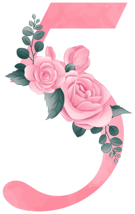 (361-02) Rose Roses Floral Monogram Letter All Letters A-Z Numbers 0-9