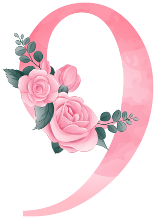 (361-02) Rose Roses Floral Monogram Letter All Letters A-Z Numbers 0-9