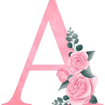 (361-02) Rose Roses Floral Monogram Letter All Letters A-Z Numbers 0-9
