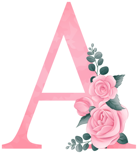 (s361-2) Rose Roses Floral Monogram Letter All Letters A-Z Numbers 0-9
