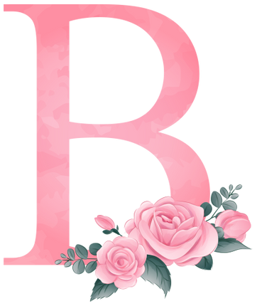 (361-02) Rose Roses Floral Monogram Letter All Letters A-Z Numbers 0-9
