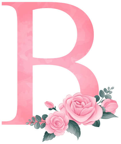 (s361-2) Rose Roses Floral Monogram Letter All Letters A-Z Numbers 0-9