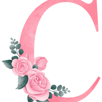 (361-02) Rose Roses Floral Monogram Letter All Letters A-Z Numbers 0-9