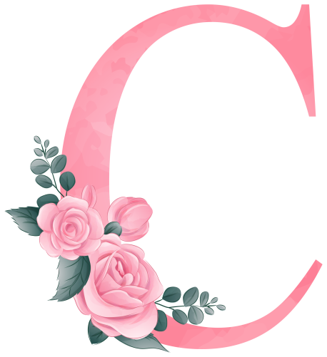 (s361-2) Rose Roses Floral Monogram Letter All Letters A-Z Numbers 0-9