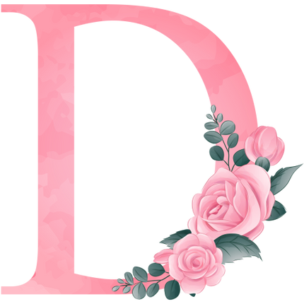 (361-02) Rose Roses Floral Monogram Letter All Letters A-Z Numbers 0-9