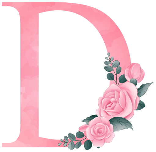 (s361-2) Rose Roses Floral Monogram Letter All Letters A-Z Numbers 0-9