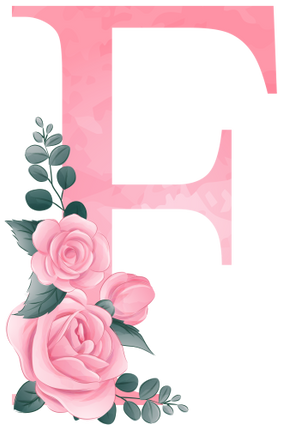 (361-02) Rose Roses Floral Monogram Letter All Letters A-Z Numbers 0-9