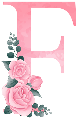 (s361-2) Rose Roses Floral Monogram Letter All Letters A-Z Numbers 0-9