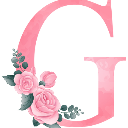 (361-02) Rose Roses Floral Monogram Letter All Letters A-Z Numbers 0-9