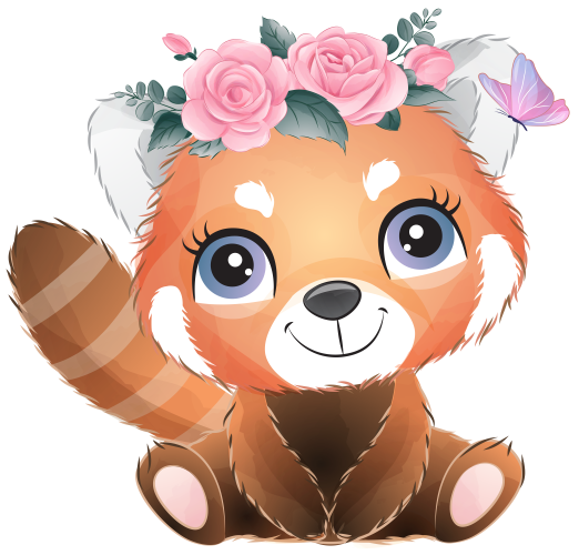 (s361-2-H) Red Panda Pink Flowers