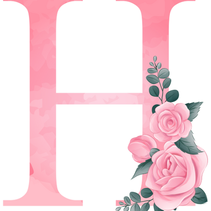 (361-02) Rose Roses Floral Monogram Letter All Letters A-Z Numbers 0-9