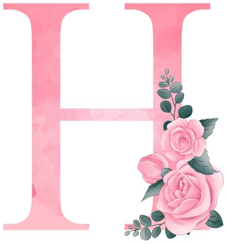 (s361-2) Rose Roses Floral Monogram Letter All Letters A-Z Numbers 0-9