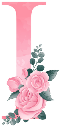 (361-02) Rose Roses Floral Monogram Letter All Letters A-Z Numbers 0-9