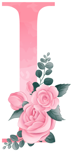 (s361-2) Rose Roses Floral Monogram Letter All Letters A-Z Numbers 0-9