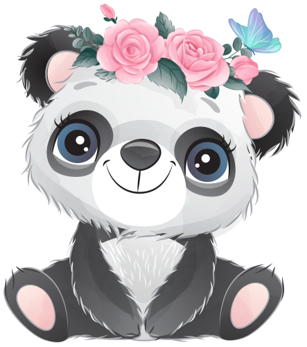 (s361-2-J) Panda Pink Flowers