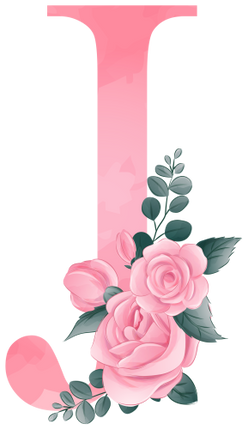 (361-02) Rose Roses Floral Monogram Letter All Letters A-Z Numbers 0-9