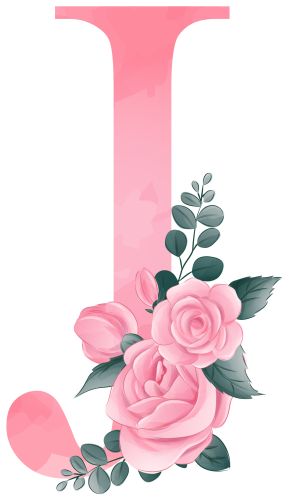 (s361-2) Rose Roses Floral Monogram Letter All Letters A-Z Numbers 0-9