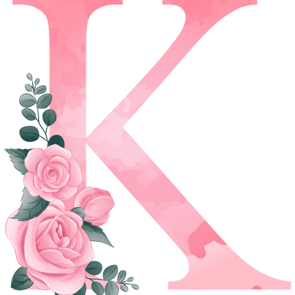 (361-02) Rose Roses Floral Monogram Letter All Letters A-Z Numbers 0-9