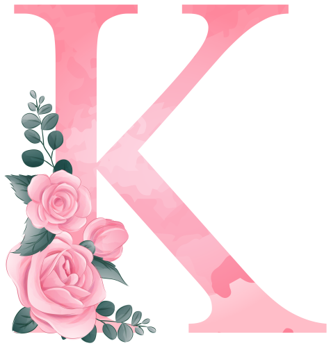 (s361-2) Rose Roses Floral Monogram Letter All Letters A-Z Numbers 0-9