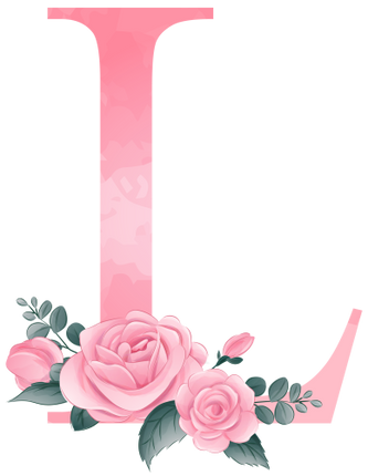 (361-02) Rose Roses Floral Monogram Letter All Letters A-Z Numbers 0-9