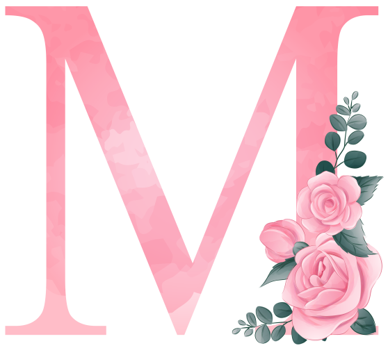 (s361-2) Rose Roses Floral Monogram Letter All Letters A-Z Numbers 0-9