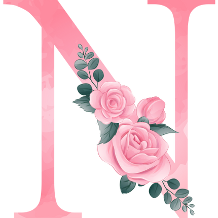 (361-02) Rose Roses Floral Monogram Letter All Letters A-Z Numbers 0-9
