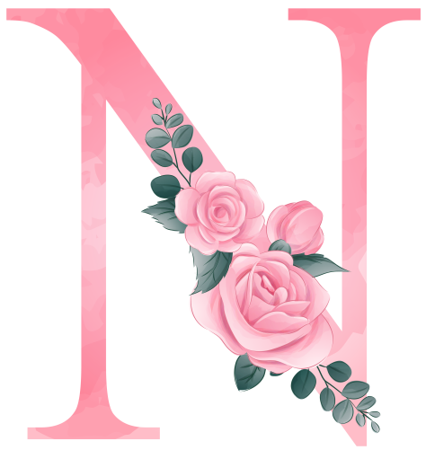 (s361-2) Rose Roses Floral Monogram Letter All Letters A-Z Numbers 0-9